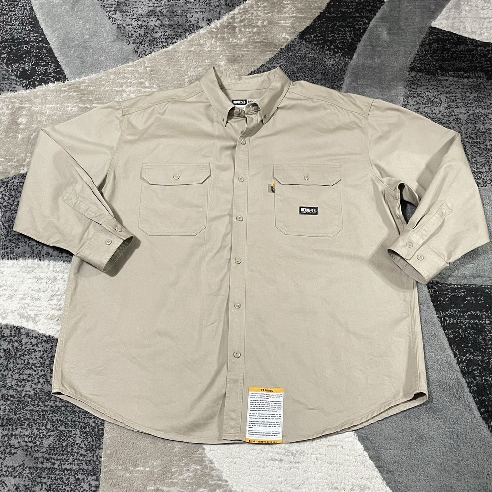 Berne FR Flame Resistant Shirt Men 3XL Tan HRC 2 Work Pockets Heavy Western OSHA